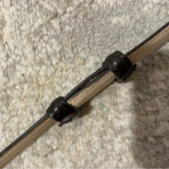 Chicos Vintage Belt M/L Brown Genuine Leather Beaten Gold Buckle Adjustable Rare - Picture 5 of 7